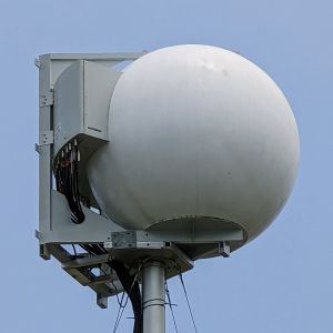 A closeup of a Matsing "ball" housing on an AT&T COW deployment.