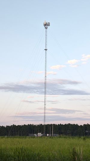 A wider view of a T-Mobile macro atop a tower in eastern Robertsdale, Alabama.