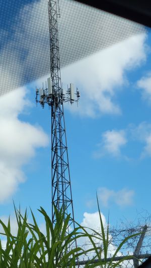 This is a picture of a T-Mobile Cell Tower with standard equipment. N41 and N71 is available at this tower,
